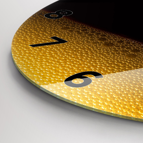 Round glass wall clock Orange juice