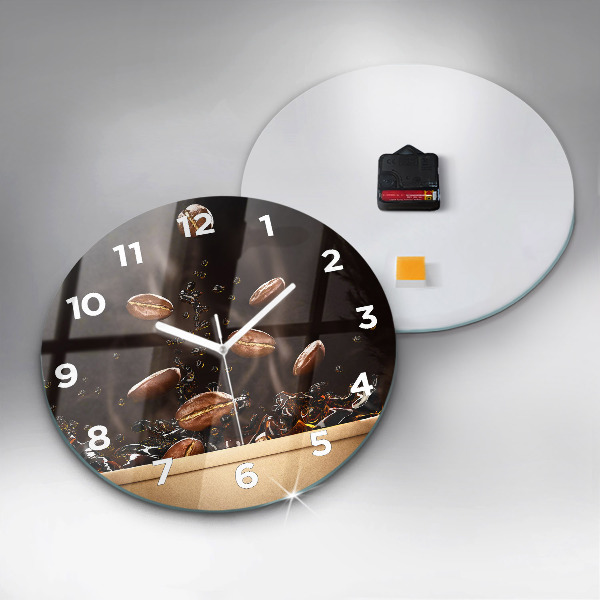 Round glass wall clock Hot coffee