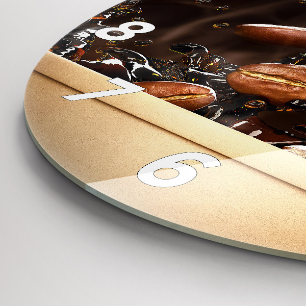 Round glass wall clock Hot coffee