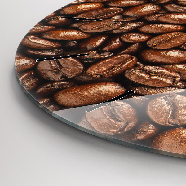 Round glass wall clock Coffee beans
