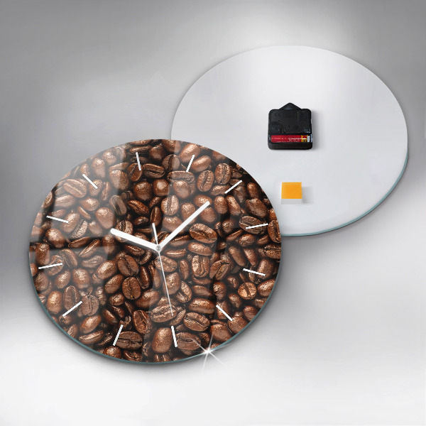Round glass wall clock Coffee beans