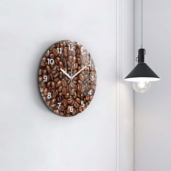 Round glass wall clock Coffee beans