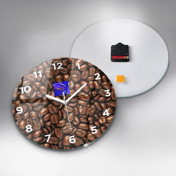 Round glass wall clock Coffee beans