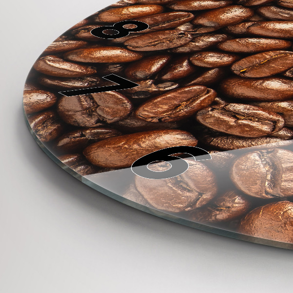 Round glass wall clock Coffee beans