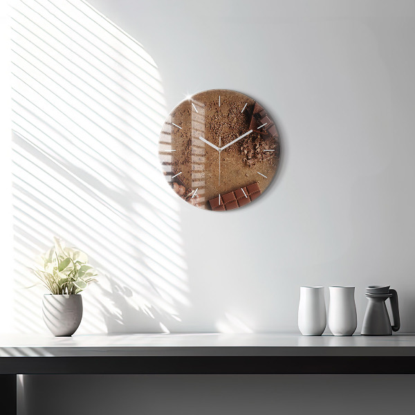 Round glass wall clock Chocolate bars