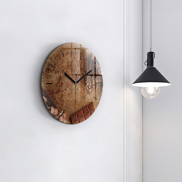Round glass wall clock Chocolate bars