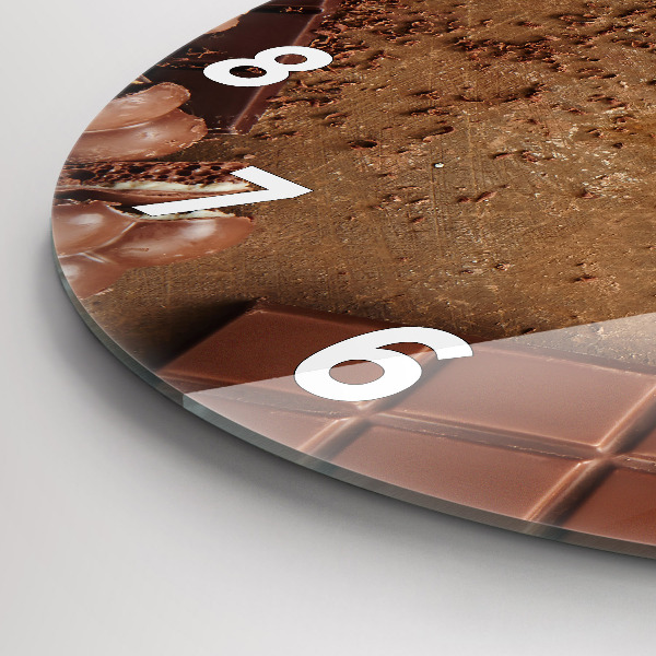 Round glass wall clock Chocolate bars