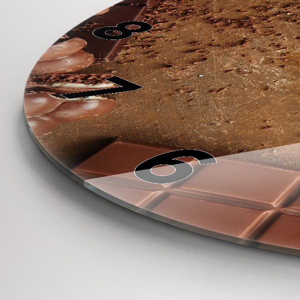 Round glass wall clock Chocolate bars
