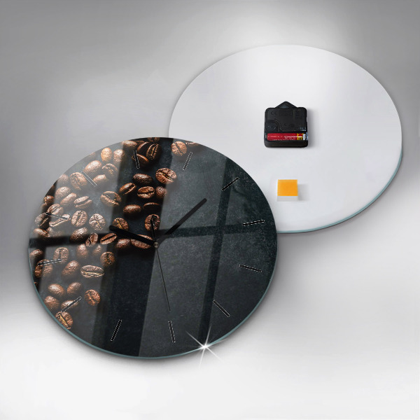 Round glass wall clock Coffee beans