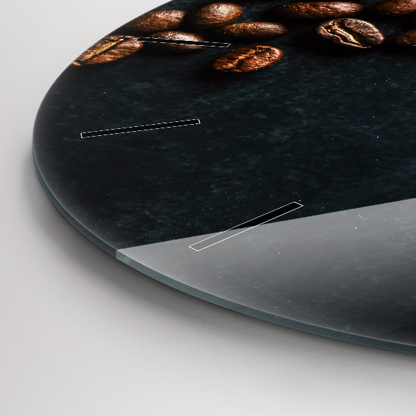 Round glass wall clock Coffee beans