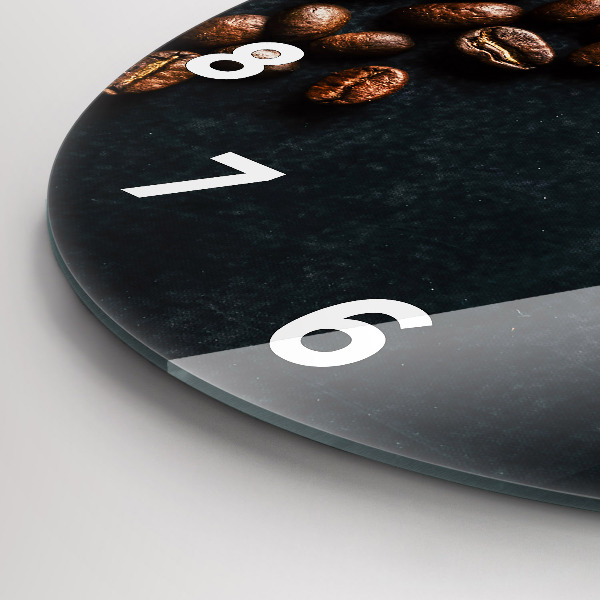 Round glass wall clock Coffee beans