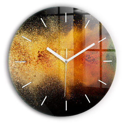 Round glass wall clock Spices scattered