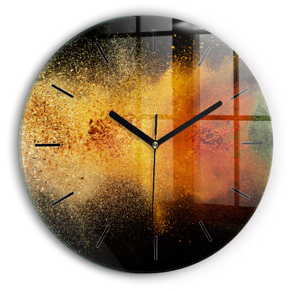 Round glass wall clock Spices scattered