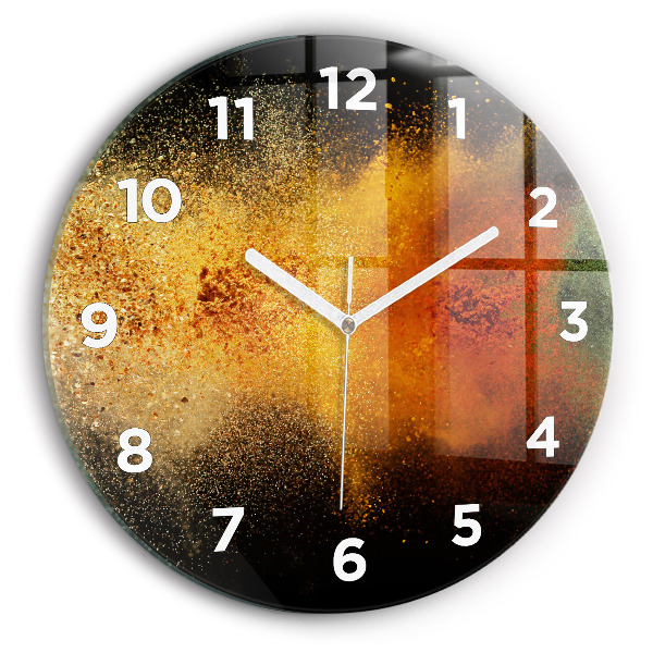 Round glass wall clock Spices scattered