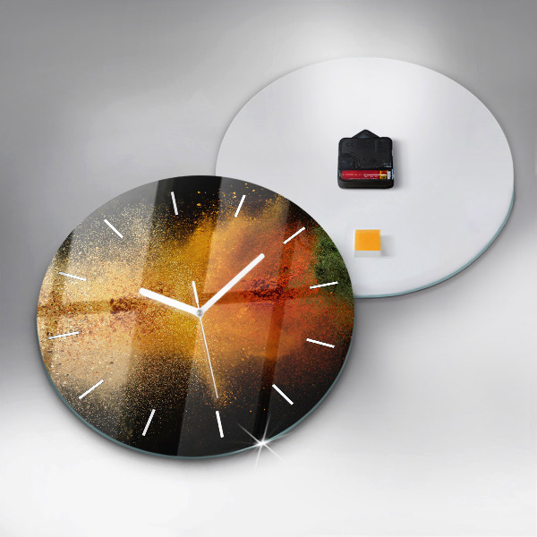Round glass wall clock Spices scattered
