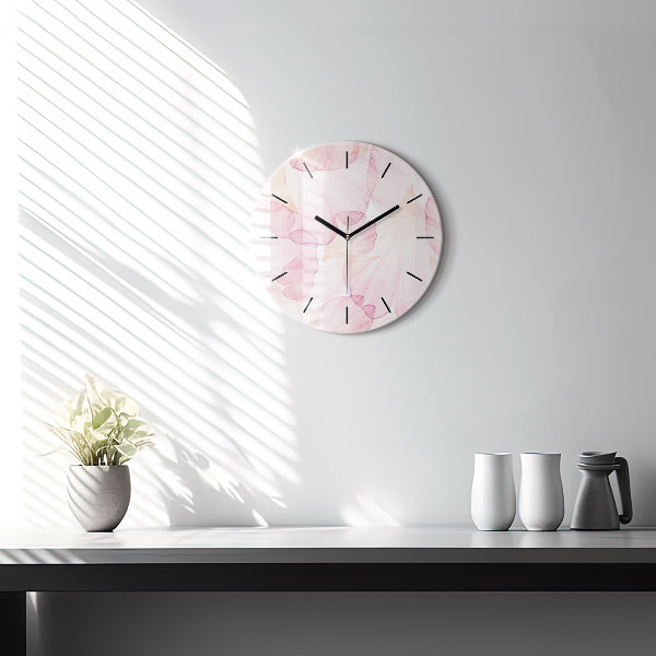 Round glass wall clock Watercolor petals