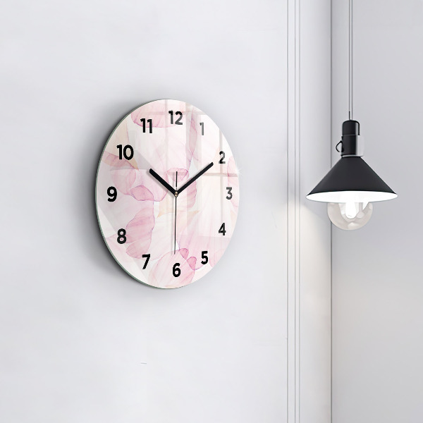 Round glass wall clock Watercolor petals