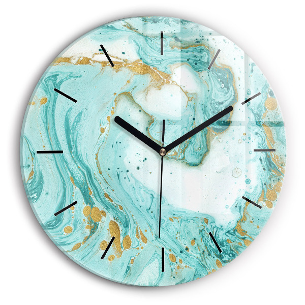 Round glass wall clock Marble texture