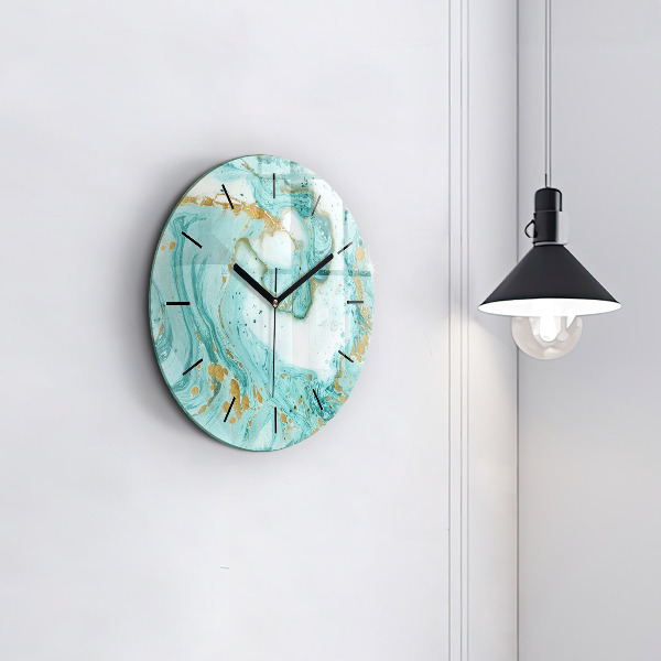 Round glass wall clock Marble texture