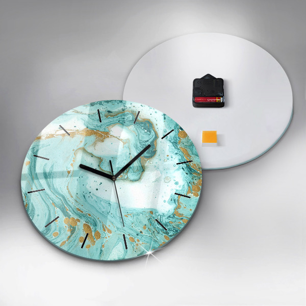 Round glass wall clock Marble texture