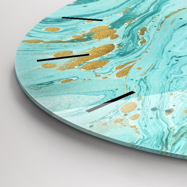 Round glass wall clock Marble texture