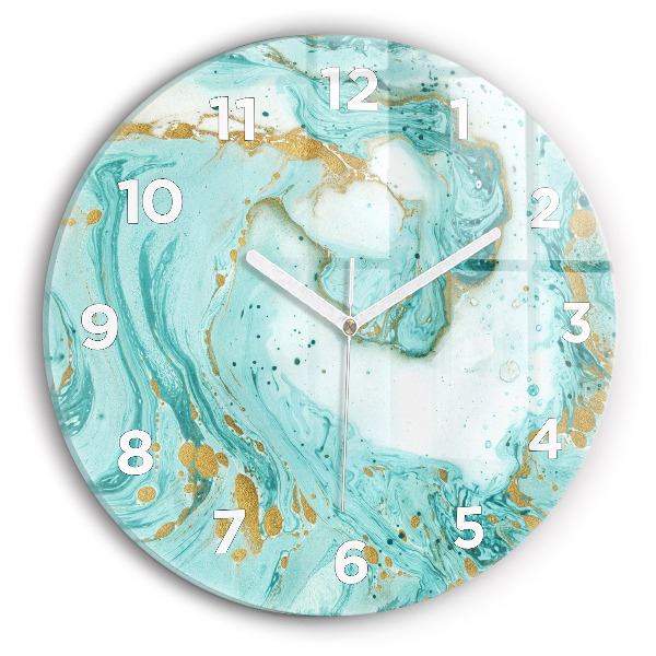 Round glass wall clock Marble texture