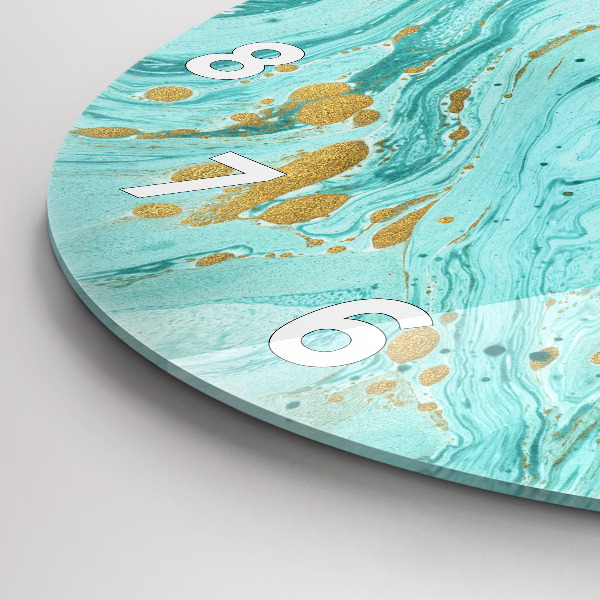 Round glass wall clock Marble texture