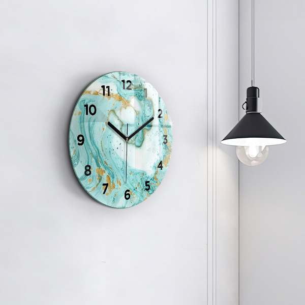Round glass wall clock Marble texture