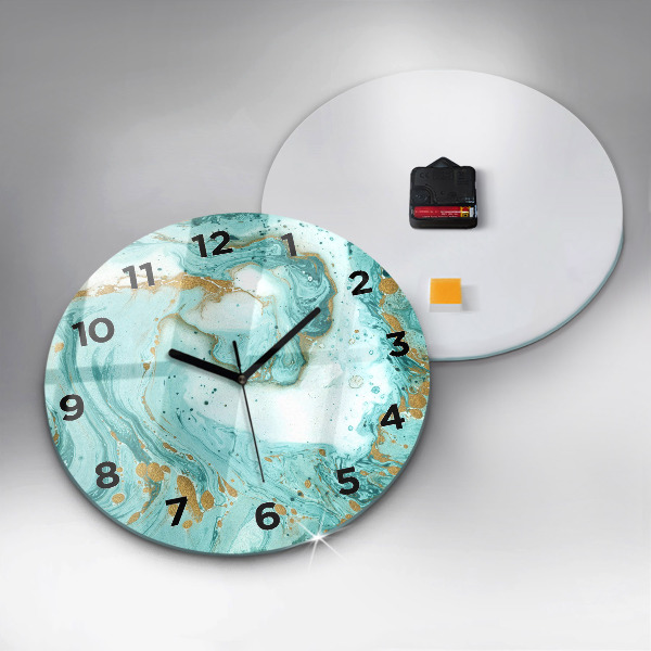 Round glass wall clock Marble texture