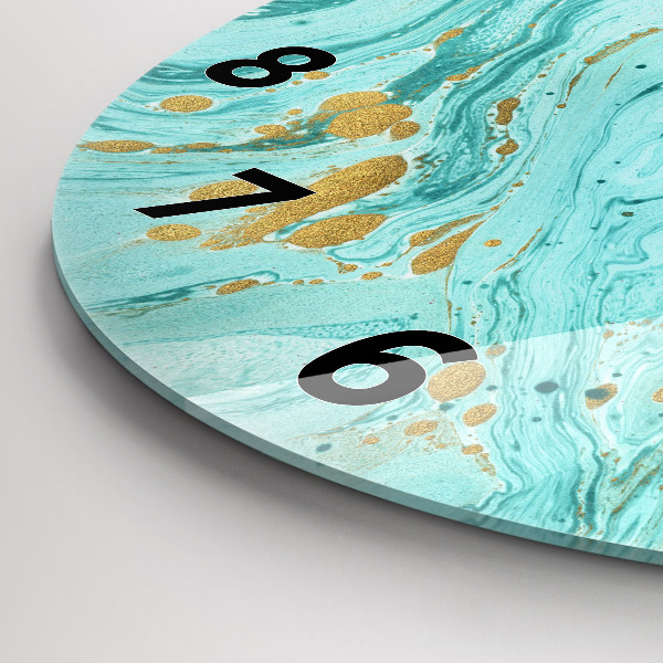 Round glass wall clock Marble texture
