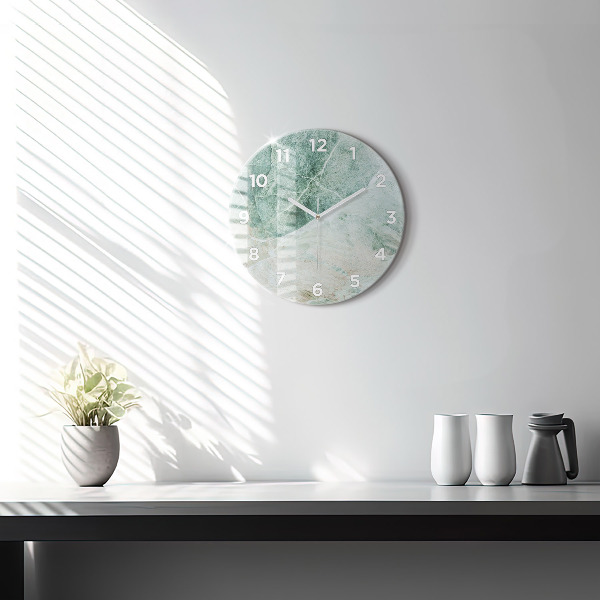 Round glass wall clock Marble Stone Texture