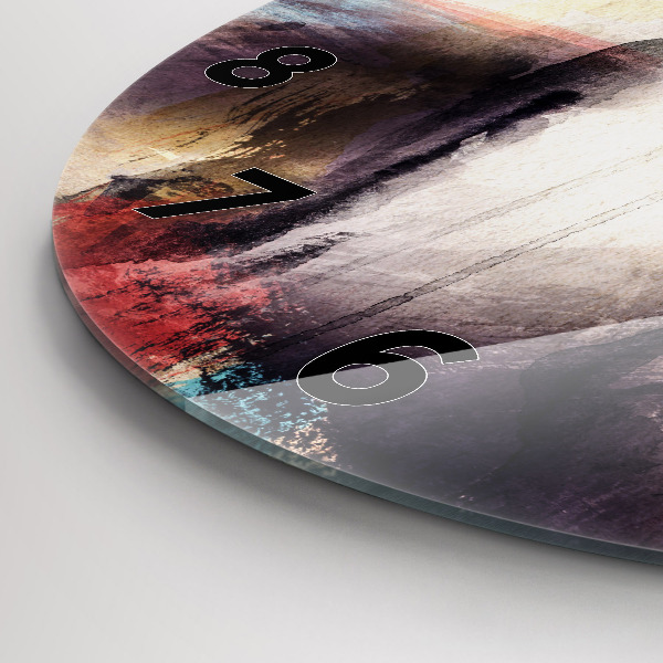 Round glass wall clock Abstract portrait of a woman