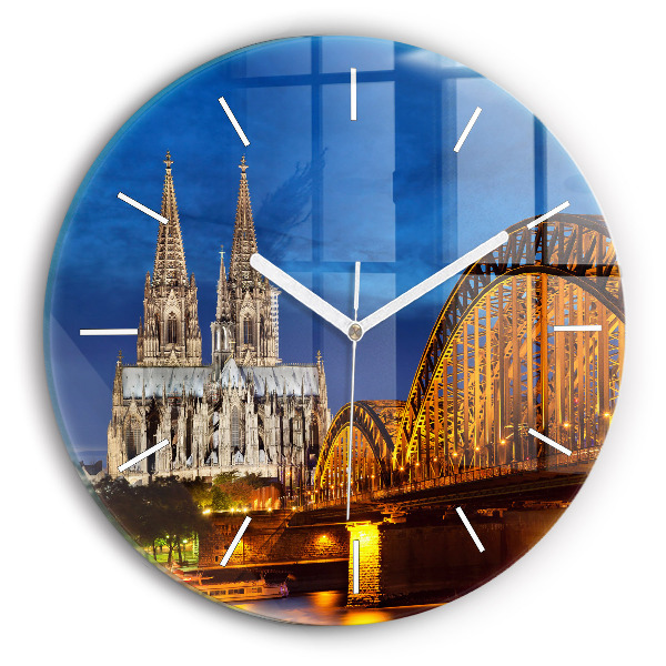 Round glass wall clock Bridge in Germany