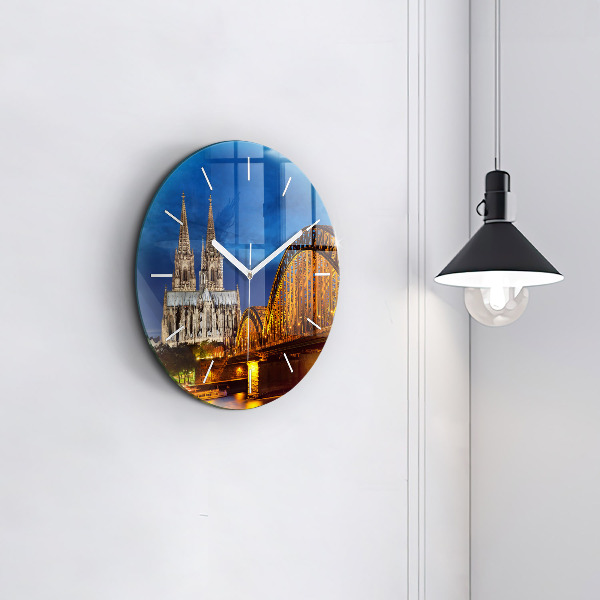 Round glass wall clock Bridge in Germany