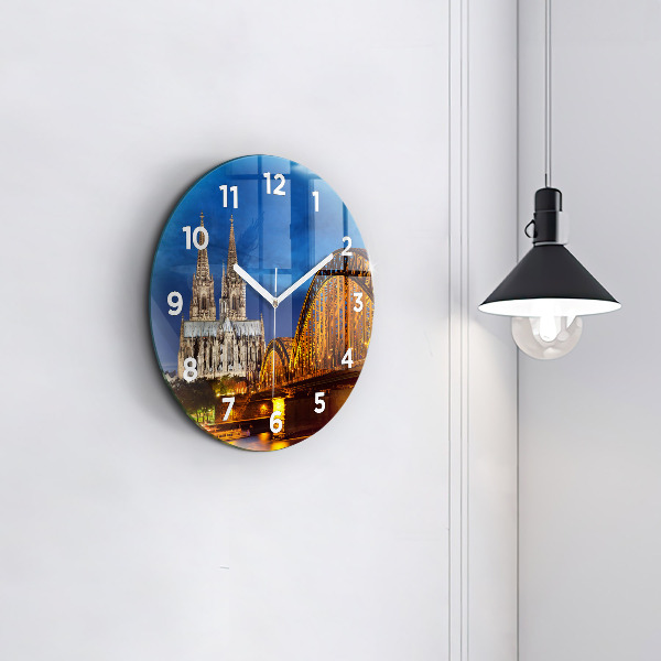 Round glass wall clock Bridge in Germany
