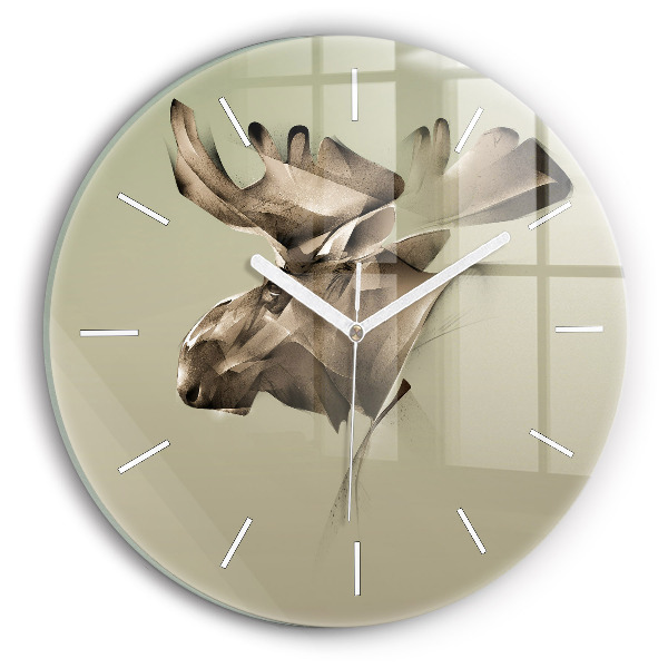 Round glass wall clock Graphic moose