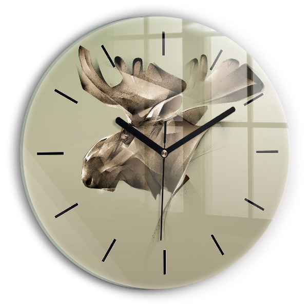Round glass wall clock Graphic moose