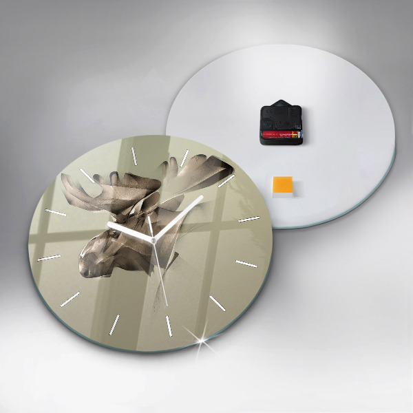 Round glass wall clock Graphic moose