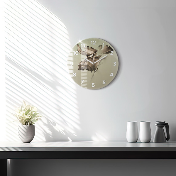 Round glass wall clock Graphic moose