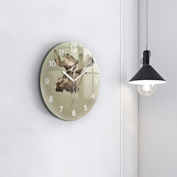 Round glass wall clock Graphic moose