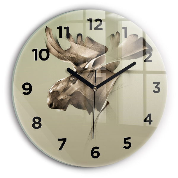 Round glass wall clock Graphic moose