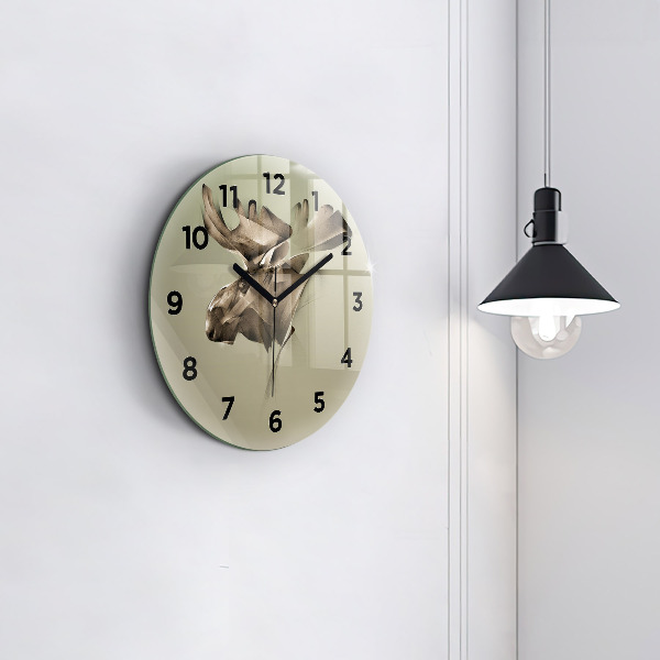 Round glass wall clock Graphic moose