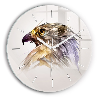 Round glass wall clock Bird of Predation