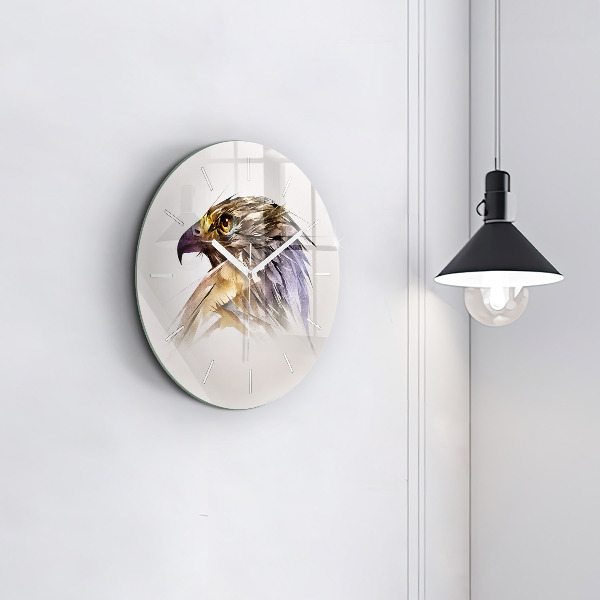 Round glass wall clock Bird of Predation