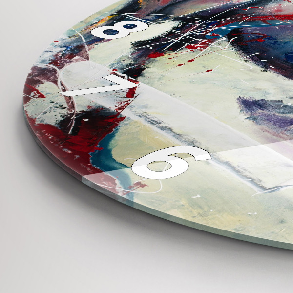 Round glass wall clock Illustration of galloping horses