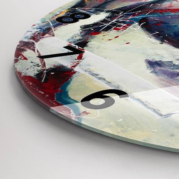 Round glass wall clock Illustration of galloping horses