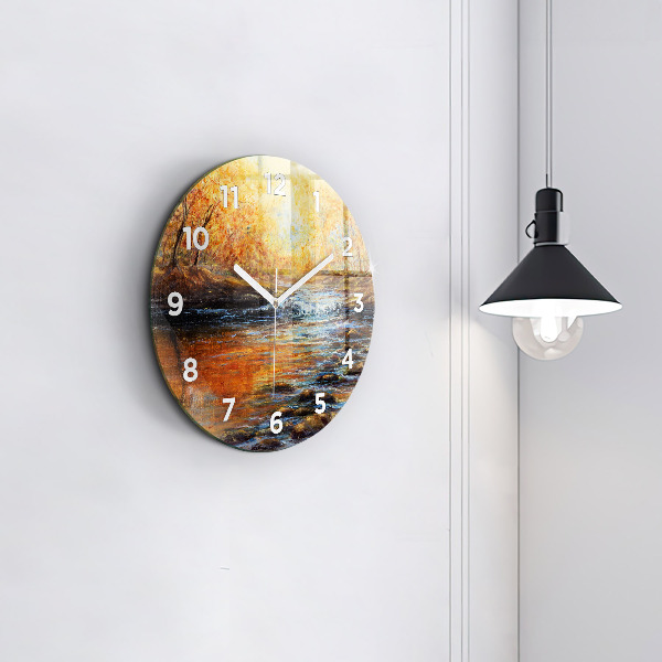 Round glass wall clock Artistic art
