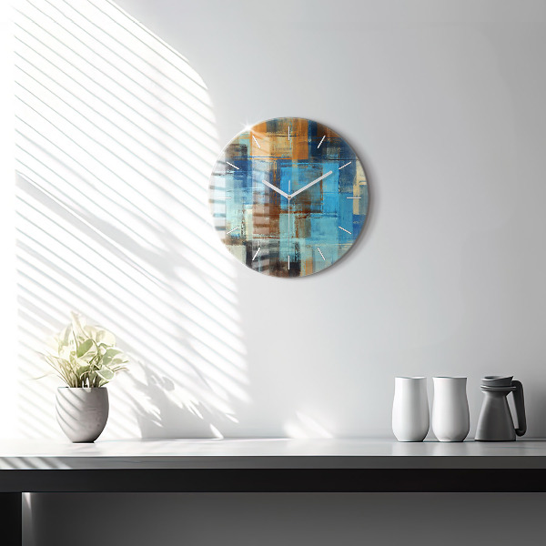 Round glass wall clock Colorful background - abstract