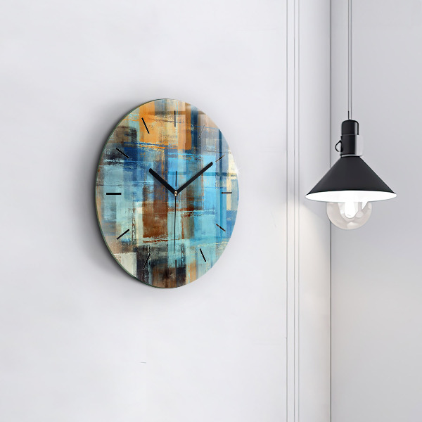 Round glass wall clock Colorful background - abstract