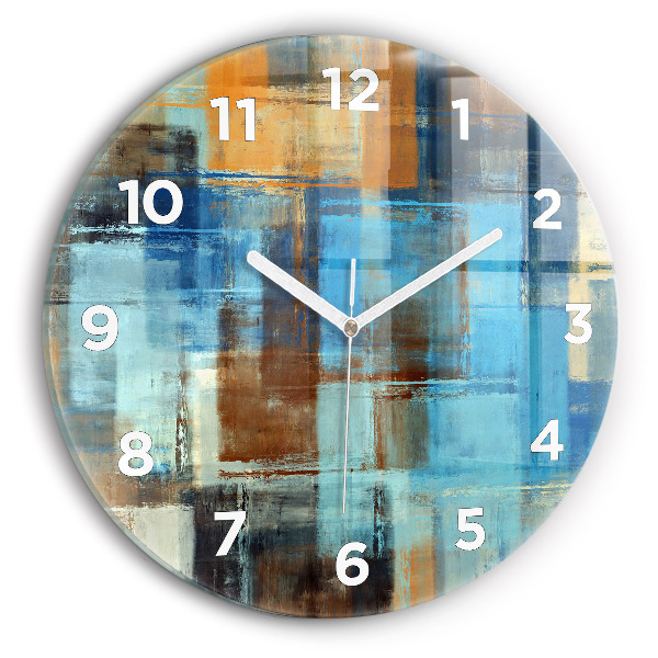 Round glass wall clock Colorful background - abstract